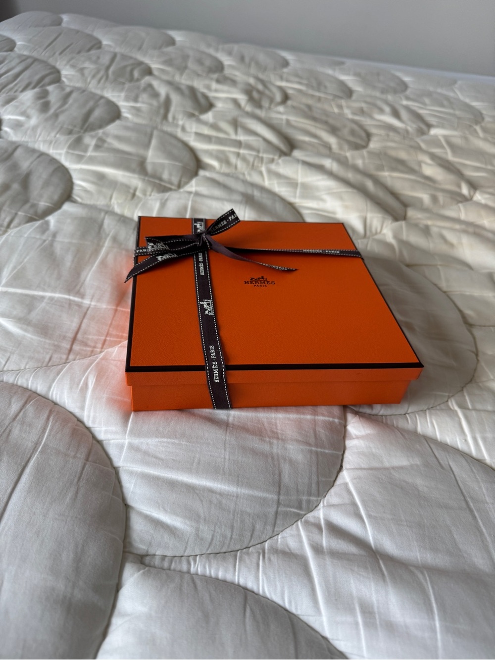Hermes Orange Scarf Luxury Gift Box with Signature Ribbon